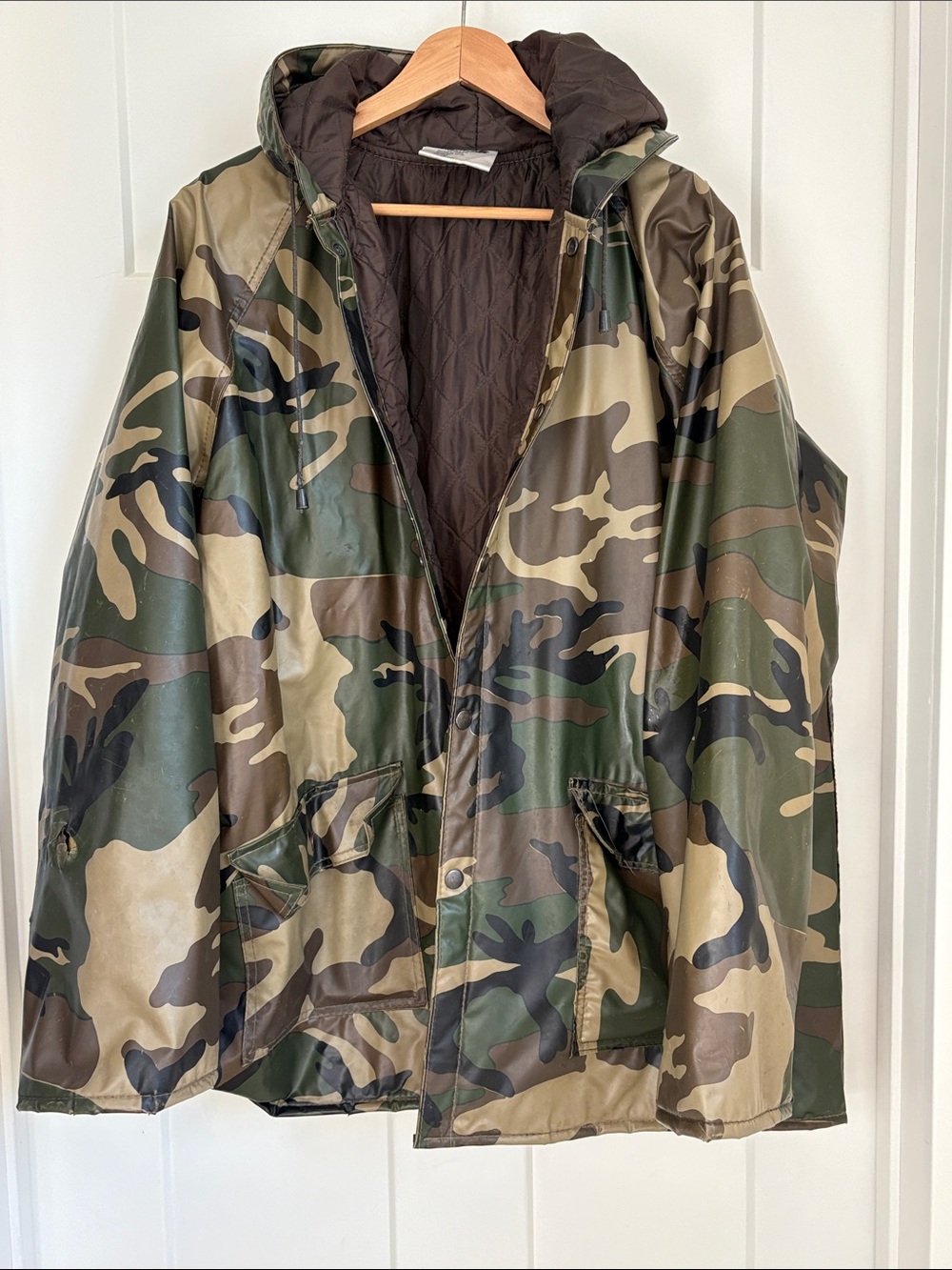 Vtg 70s Winchester Camouflage Hooded Rain Jacket